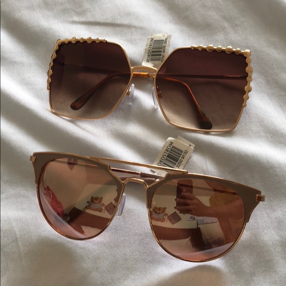 Pair of rose gold sunglasses